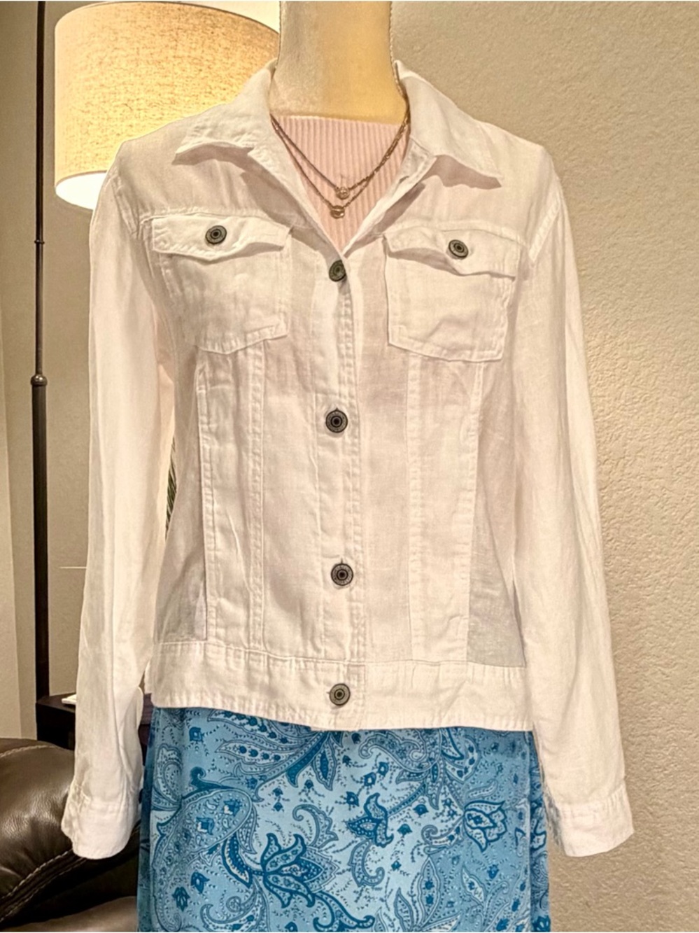 Jones New York White Cotton Utility Jacket